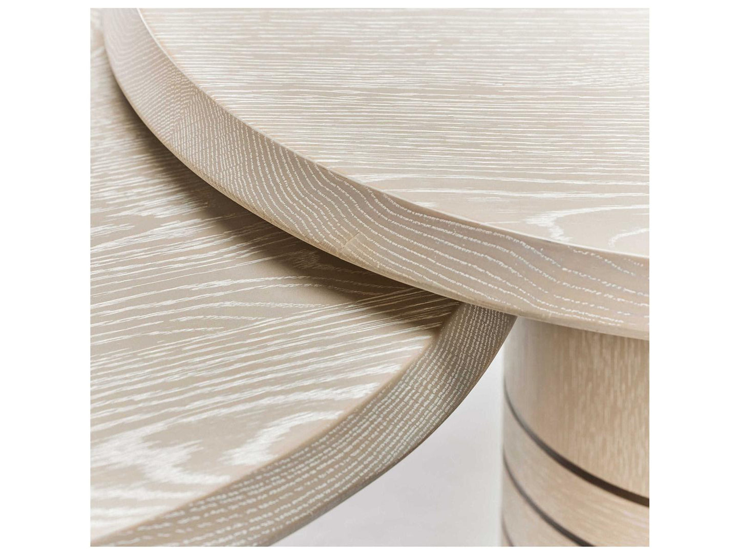 Hunt Bunching Round Wood Coffee Tables in Cliffside Grey and Classic Bronze