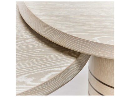 Hunt Bunching Round Wood Coffee Tables in Cliffside Grey and Classic Bronze