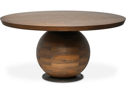 Carter Round Dining Table in Classic Walnut and Deep Bronze