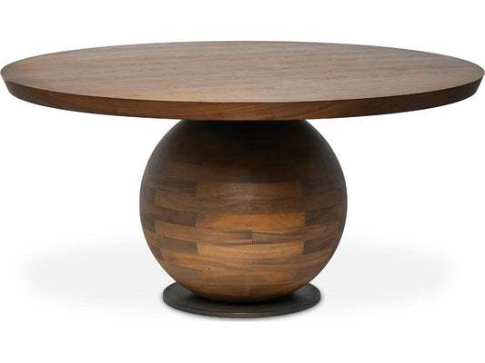 Carter Round Dining Table in Classic Walnut and Deep Bronze