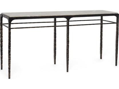 Channing Rectangular Console Table in Gilded Dark Bronze and Emperador Grey Marble