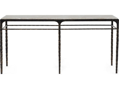 Channing Rectangular Console Table in Gilded Dark Bronze and Emperador Grey Marble