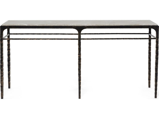 Channing Rectangular Console Table in Gilded Dark Bronze and Emperador Grey Marble