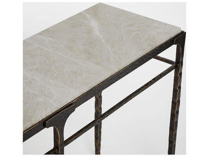 Channing Rectangular Console Table in Gilded Dark Bronze and Emperador Grey Marble