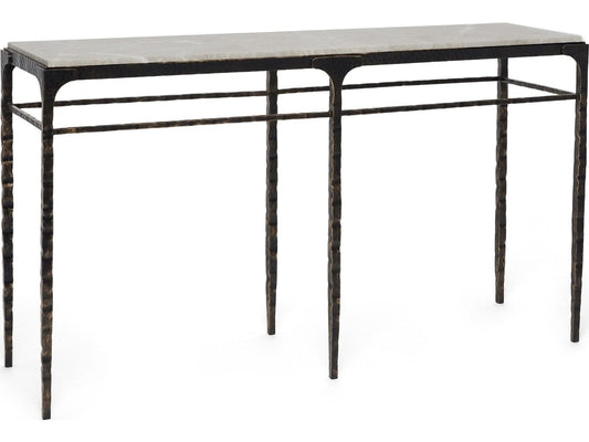 Channing Rectangular Marble Gilded Dark Bronze Console Table