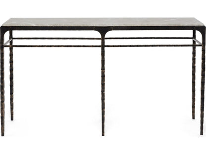 Channing Rectangular Marble Gilded Dark Bronze Console Table