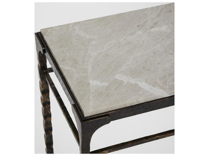 Channing Rectangular Marble Gilded Dark Bronze Console Table