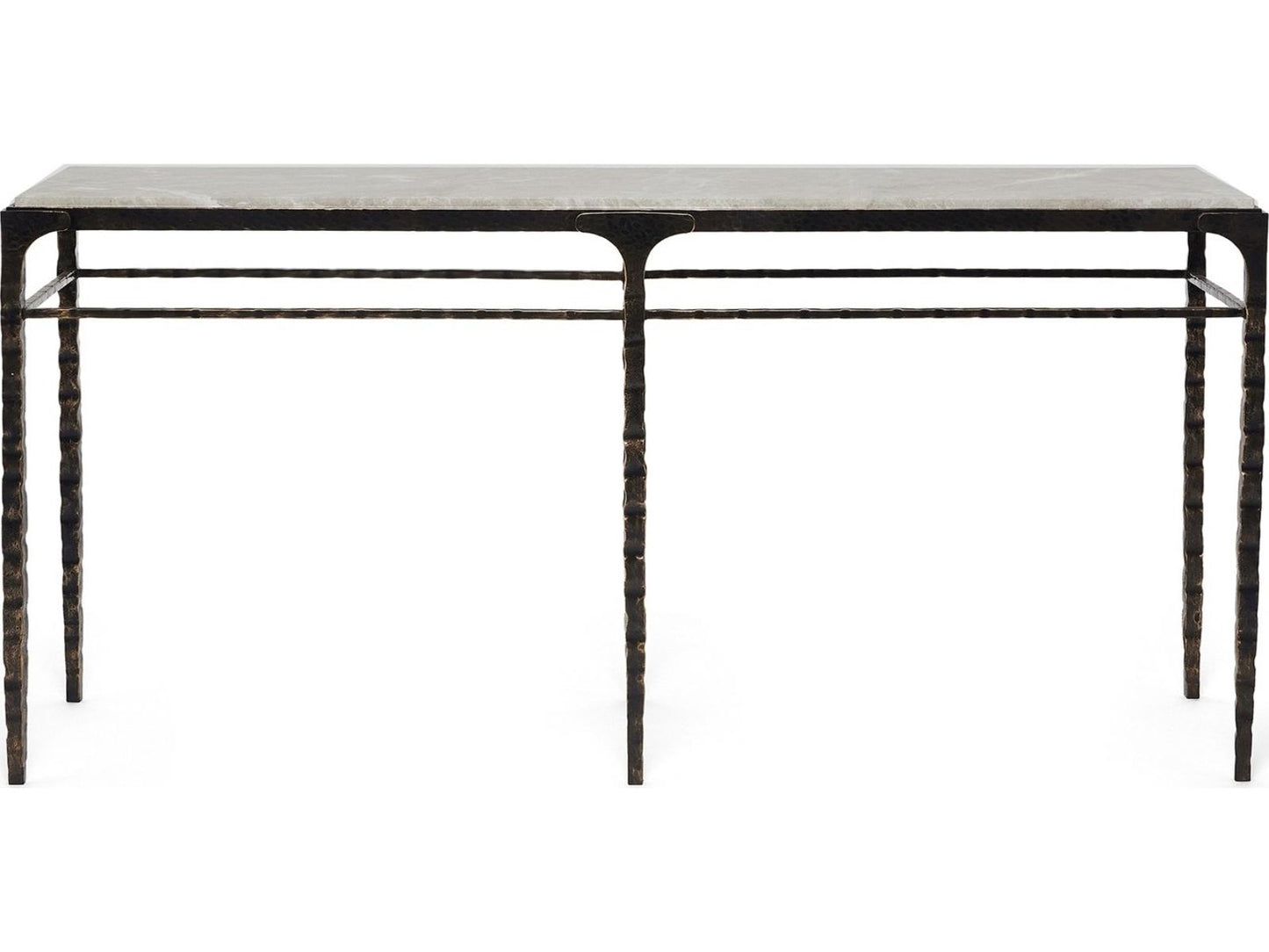 Channing Rectangular Marble Gilded Dark Bronze Emperador Grey Console Table