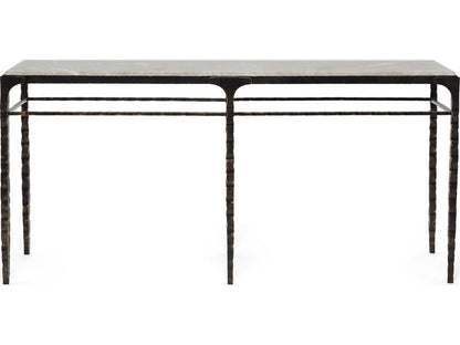 Channing Rectangular Marble Gilded Dark Bronze Emperador Grey Console Table