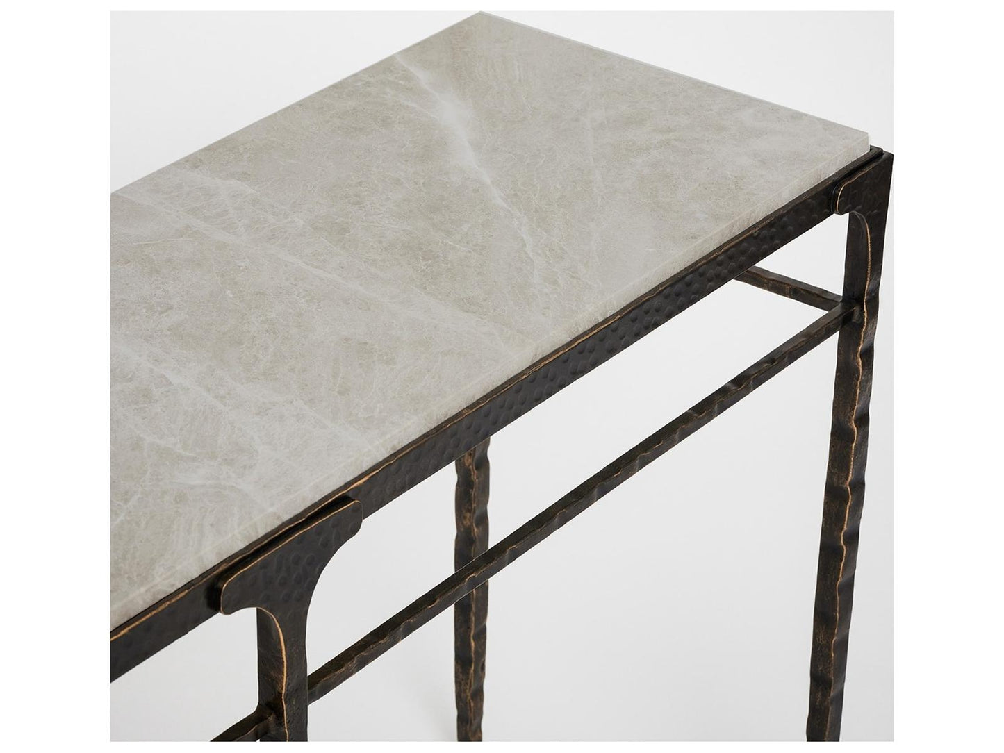 Channing Rectangular Marble Gilded Dark Bronze Emperador Grey Console Table