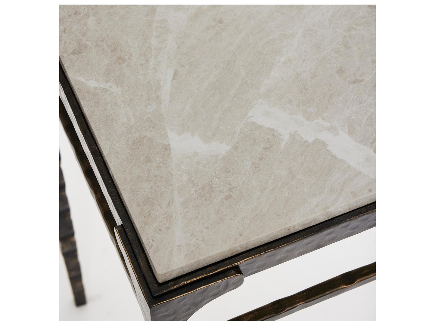 Channing Rectangular Marble Gilded Dark Bronze Emperador Grey Console Table