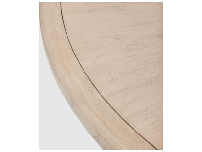 Harperly 60-Inch Round Dining Table Washed Taupe Oak and Aged Bronze