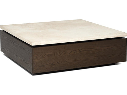 Branford Square Marble Honey Coffee Table with Mocha Oak Base
