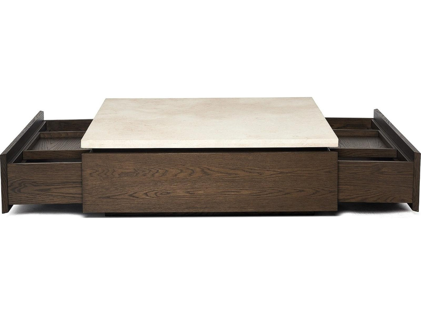Branford Square Marble Honey Coffee Table with Mocha Oak Base