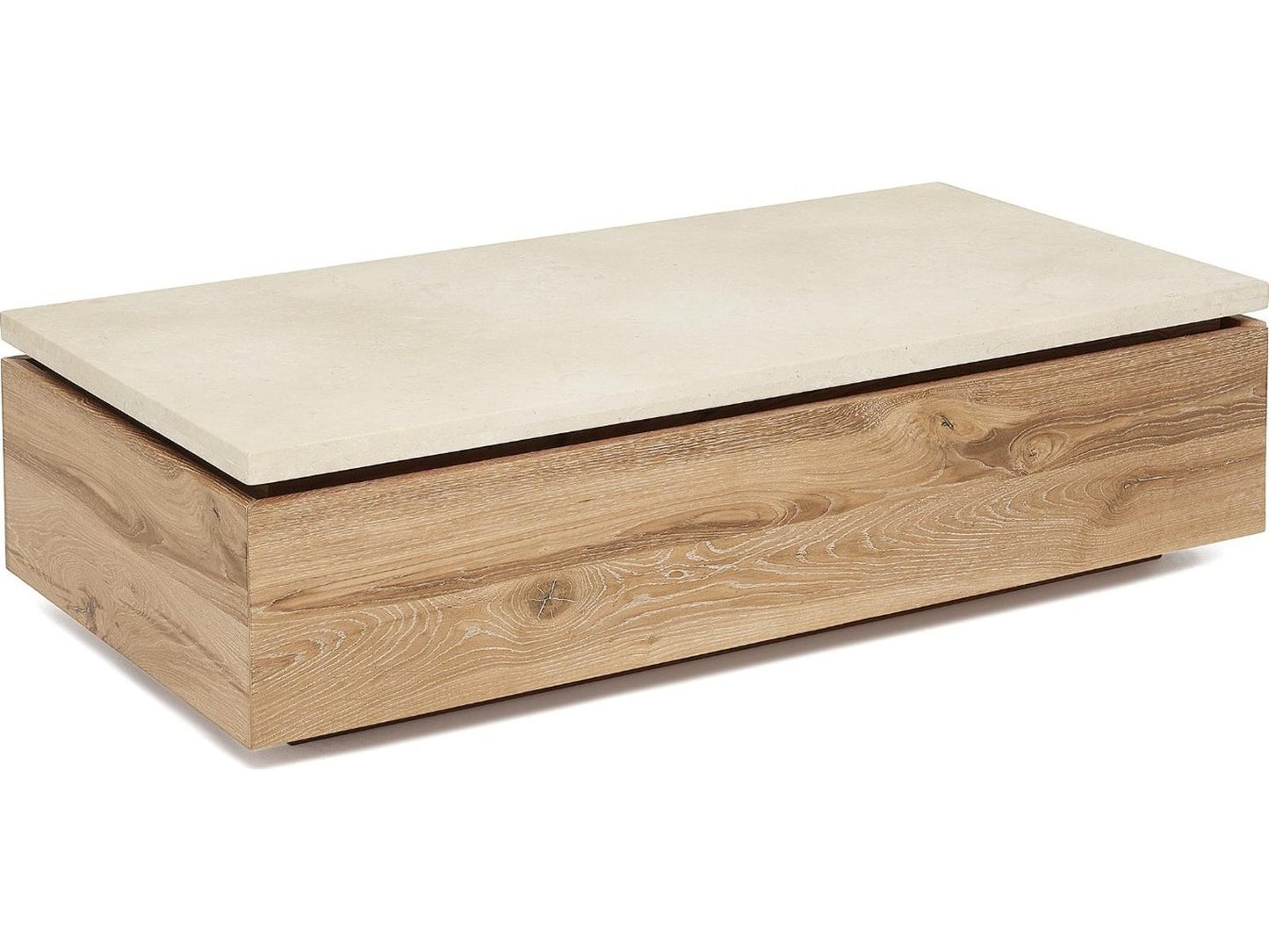 Branford Rectangular Marble Saddle Honey Coffee Table