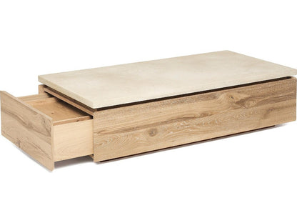 Branford Rectangular Marble Saddle Honey Coffee Table