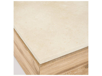 Branford Rectangular Marble Saddle Honey Coffee Table