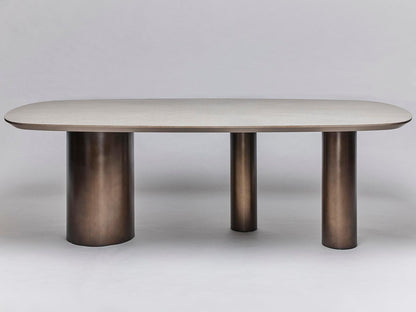 Becket Rectangular Oak Dining Table in Cliffside Grey and Classic Bronze