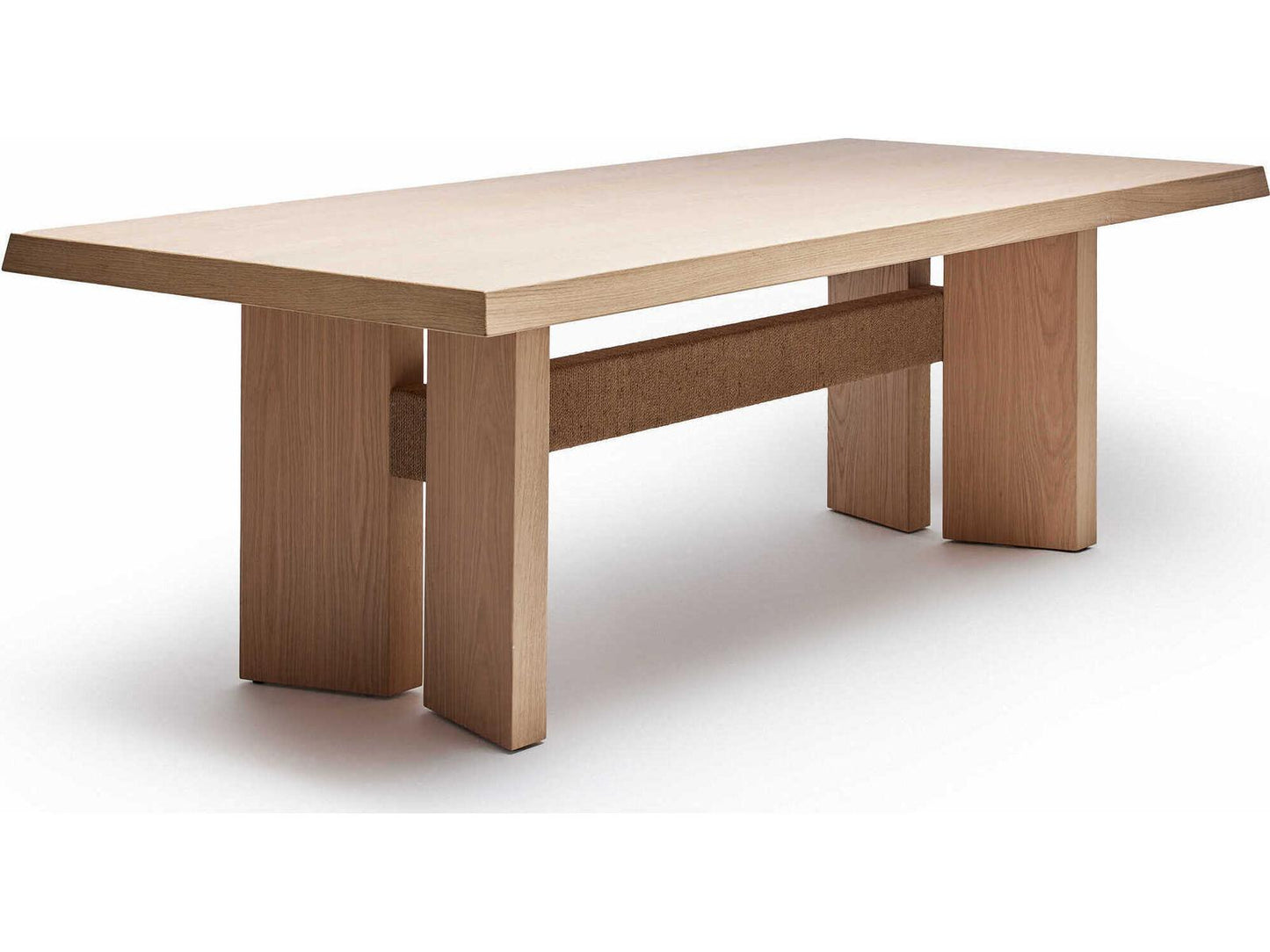 Lummus Rectangular 94 Inch Wood Saddle Natural Jute Dining Table