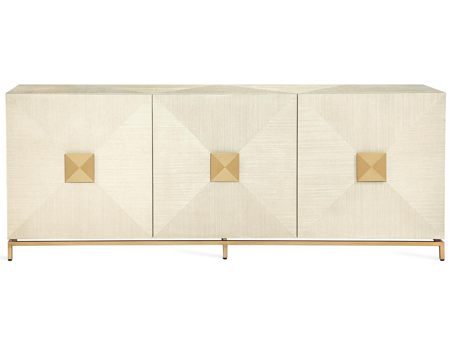 Gaspard 84-Inch Sisal Wood Metal Buffet Sideboard in Latte and High Gloss Navy