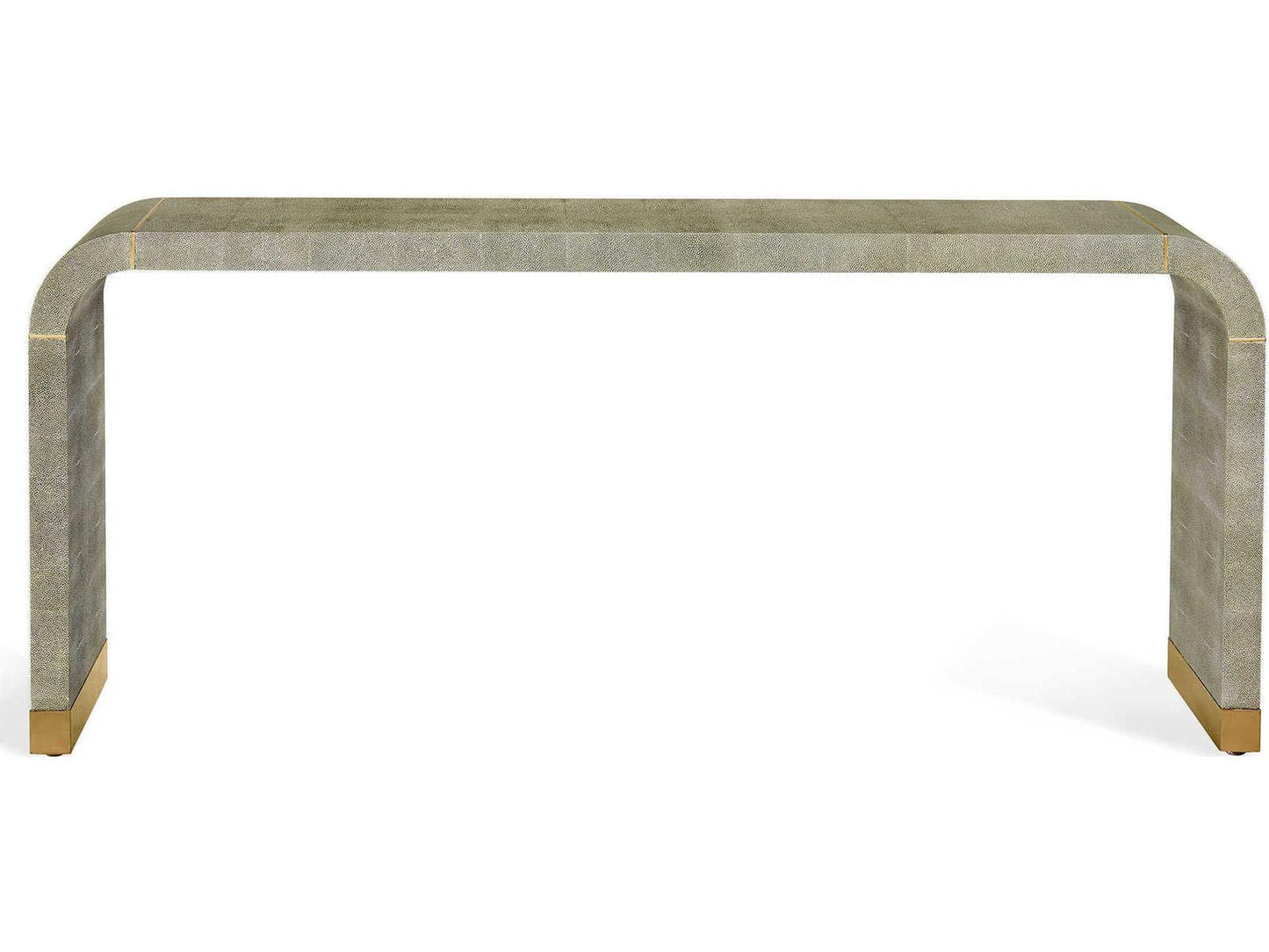 Sutherland Rectangular Console Table with Sorrel Grey Shagreen and Brushed Brass
