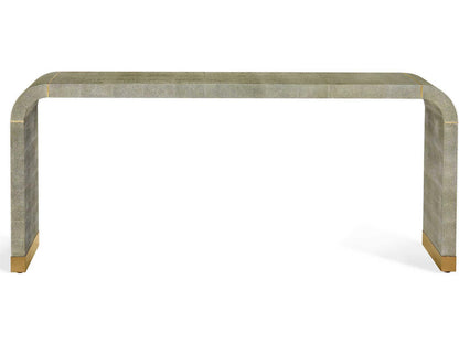 Sutherland Rectangular Console Table with Sorrel Grey Shagreen and Brushed Brass