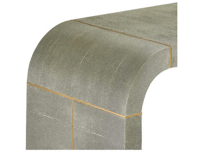 Sutherland Rectangular Console Table with Sorrel Grey Shagreen and Brushed Brass