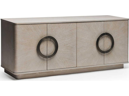 Cabot 71-Inch Oak Wood Sideboard with Brushed Steel Accents