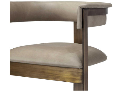 Darcy Upholstered Leather Dining Armchair in Antique Bronze and Fawn Taupe