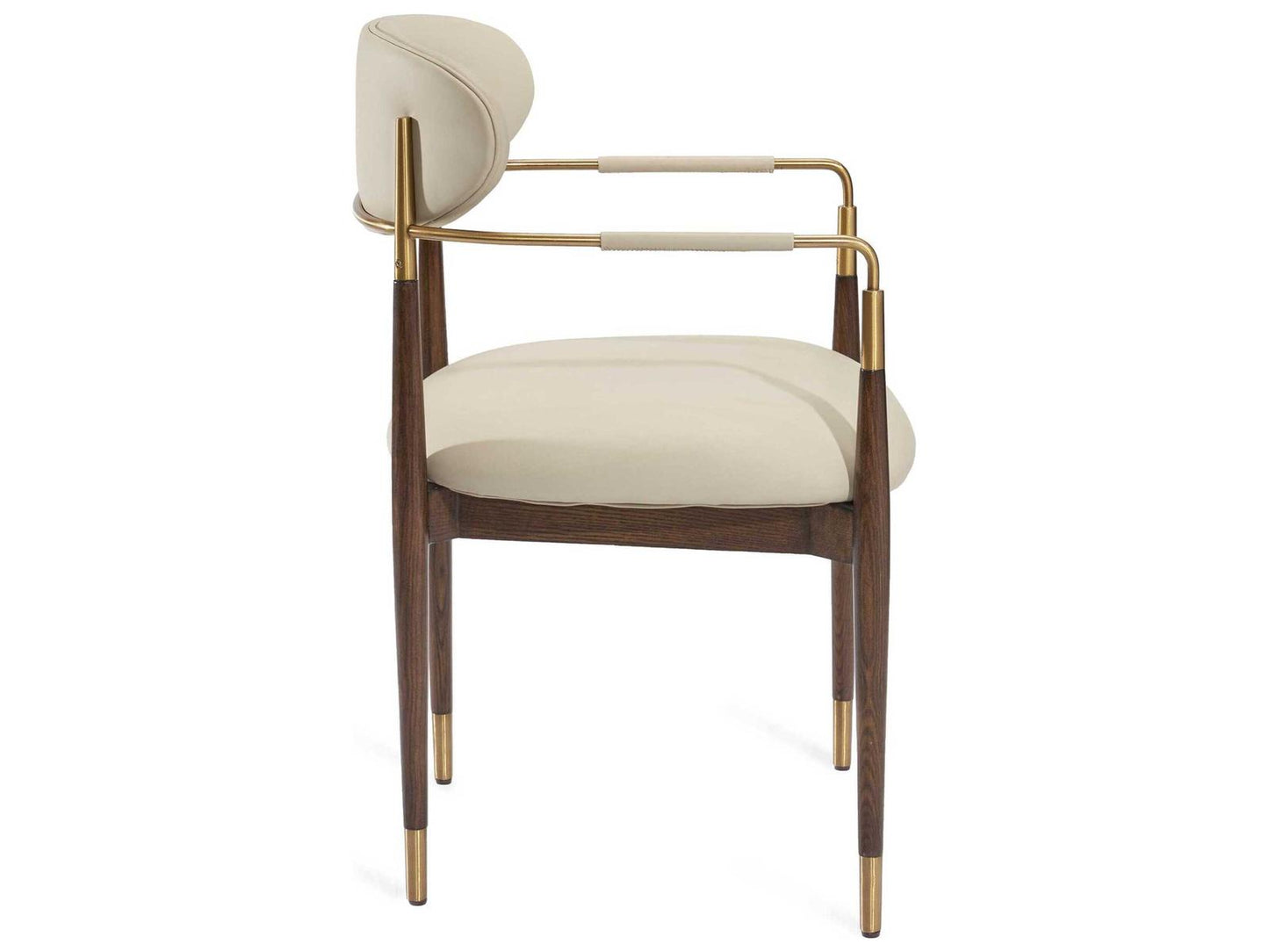 Cidra Walnut Wood Beige Arm Dining Chair
