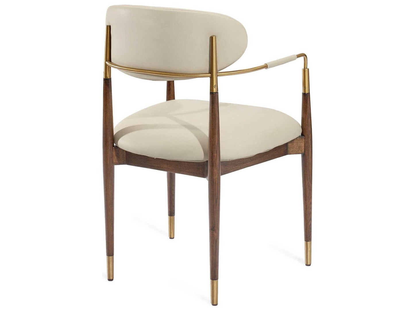 Cidra Walnut Wood Beige Arm Dining Chair