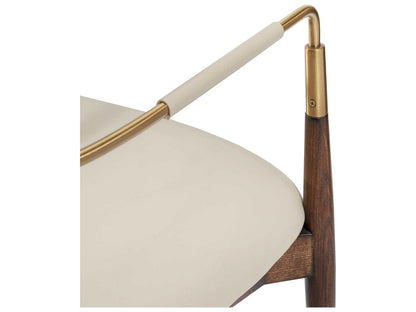 Cidra Walnut Wood Beige Arm Dining Chair