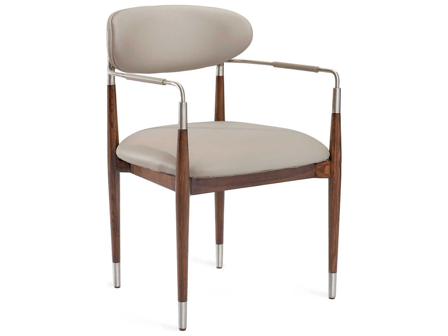 Cidra Upholstered Ash Wood Arm Dining Chair in Walnut and Brown
