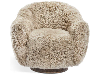 Simone Swivel Beige Leather Accent Chair