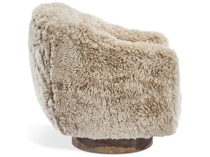 Simone Swivel Beige Leather Accent Chair