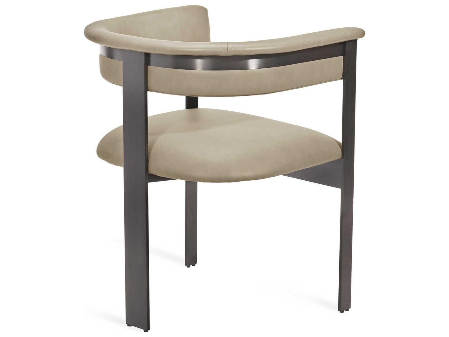 Darcy Leather Upholstered Arm Dining Chair in Beige and Graphite