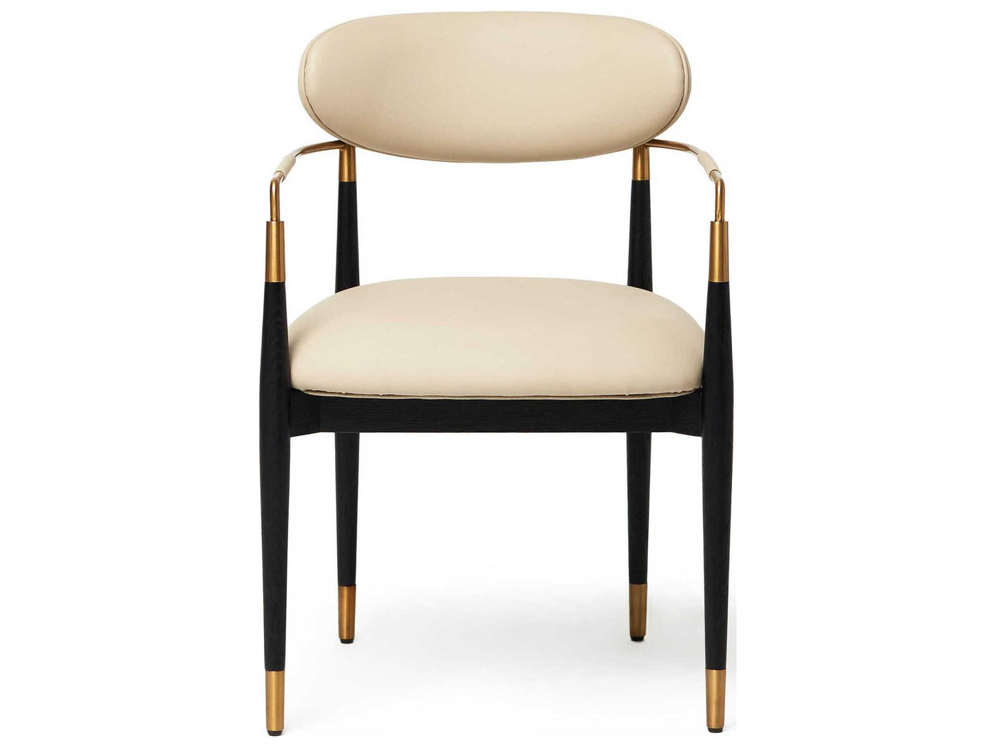 Cidra Ash Wood Black Vegan Leather Arm Dining Chair