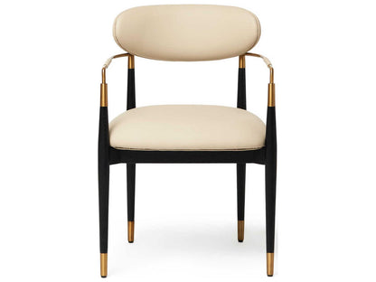 Cidra Ash Wood Black Vegan Leather Arm Dining Chair