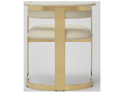Darcy Beige Leather Arm Dining Chair with Antique Bronze Legs