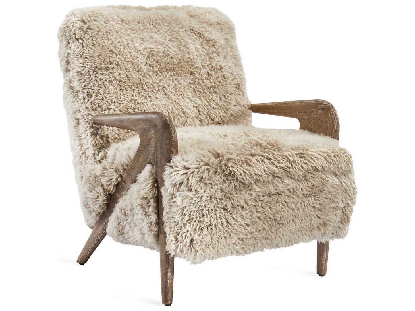 Angelica Tibetan Lambskin Accent Chair in Autumn Brown and Morel Taupe