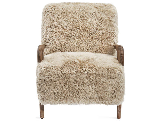 Angelica Tibetan Lambskin Accent Chair in Autumn Brown and Morel Taupe