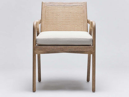 Delray Mahogany Wood Brown Upholstered Arm Dining Chair
