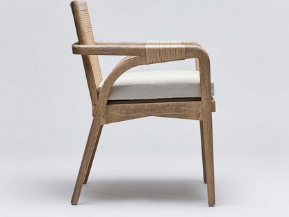 Delray Mahogany Wood Brown Upholstered Arm Dining Chair