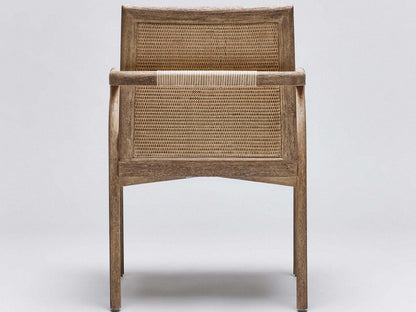 Delray Mahogany Wood Brown Upholstered Arm Dining Chair