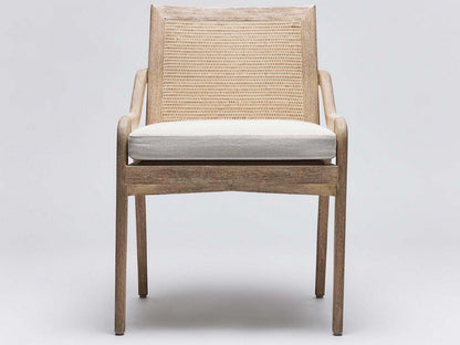 Delray Mahogany Wood Brown Upholstered Arm Dining Chair