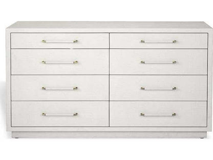 Taylor 8-Drawer Faux Linen Dresser in Natural White and Champagne Silver