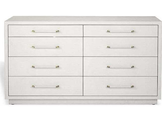 Taylor 8-Drawer Faux Linen Dresser in Natural White and Champagne Silver