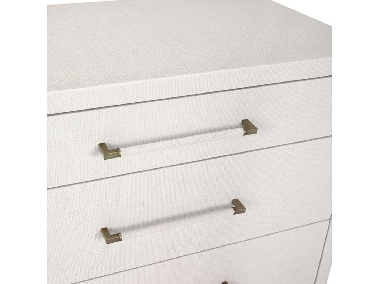 Taylor 8-Drawer Faux Linen Dresser in Natural White and Champagne Silver