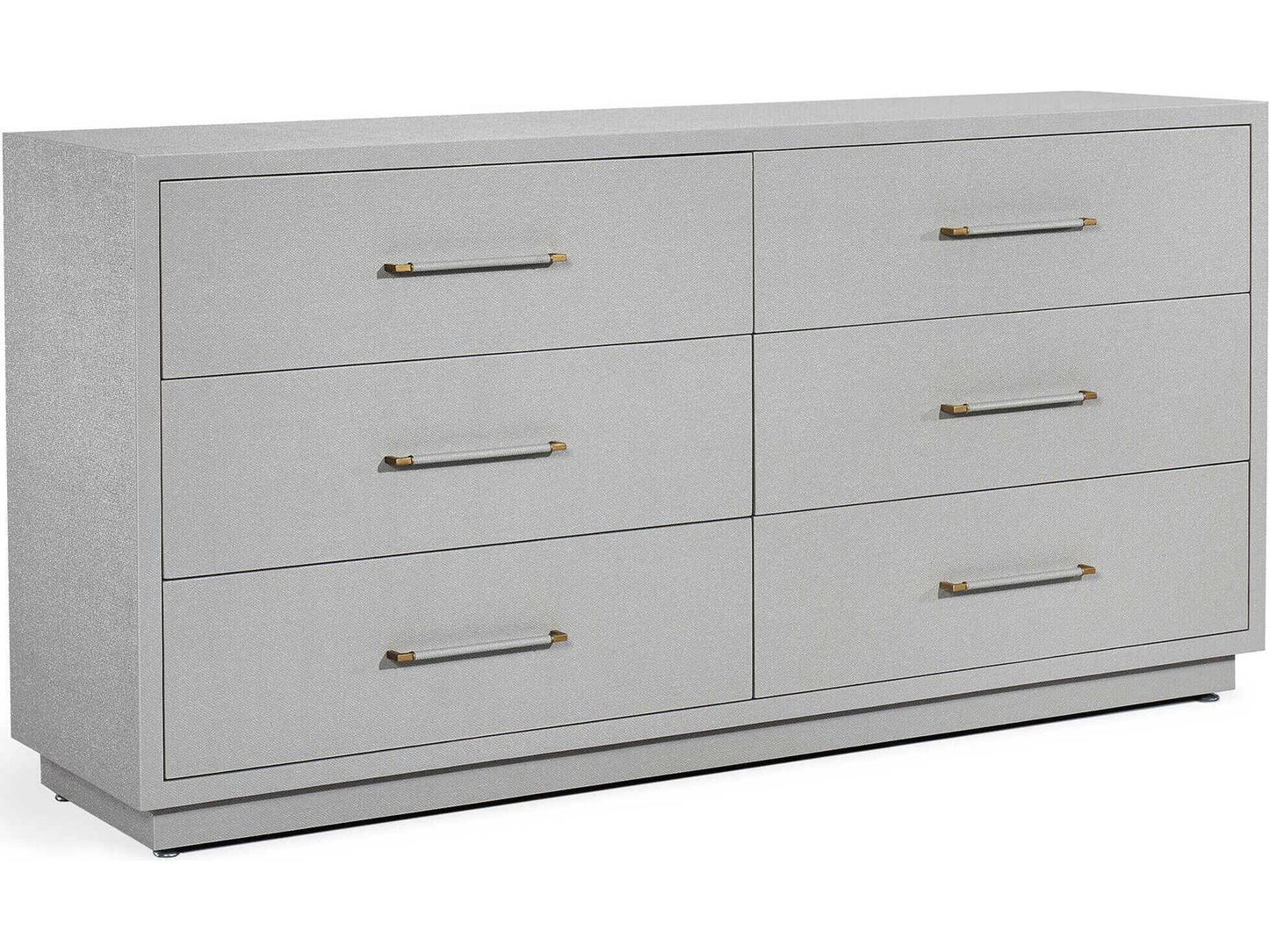 Taylor 6-Drawer Double Dresser in Light Grey with Antique Brass Pulls