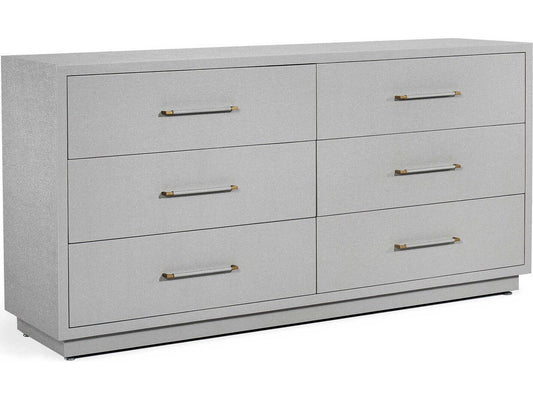 Taylor 6-Drawer Double Dresser in Light Grey with Antique Brass Pulls